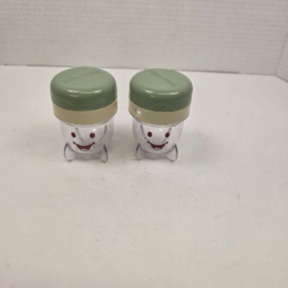 (two) Baby Bullet Food Blender Processor Short Cup With Lid Replacement Part